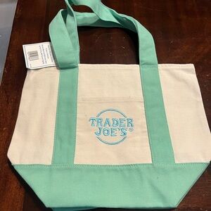Canvas mini Tote Bag in Mint Green and Cream